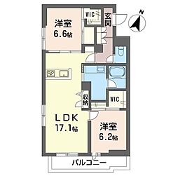 カスカード北浦和 00103 1階2LDKの間取り
