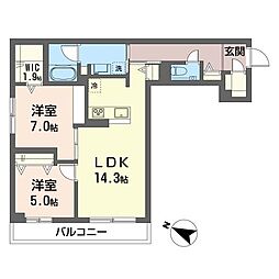 ニュートーム67 3階2LDKの間取り
