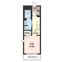 ハイツタートルヒルA 1Kの間取図画像