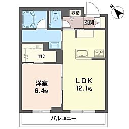 クレバス 1LDKの間取図画像