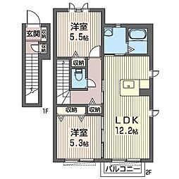 メゾン・ソレイユA 2LDKの間取図画像