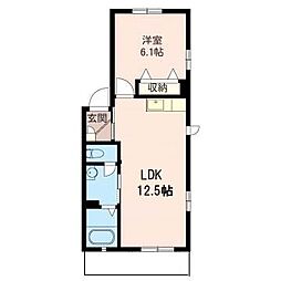 フォルトゥーナＣ 1階1LDKの間取り