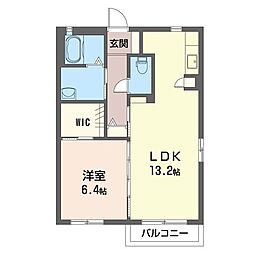ソレアードＣ 2階1LDKの間取り