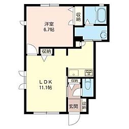 メゾンブランシェ 1階1LDKの間取り