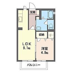 ウイル・ヴィレッジＡ 00101 1階1LDKの間取り