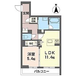 アンビシャス 3階1LDKの間取り
