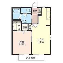 グラン・ソレーユＡ 2階1LDKの間取り