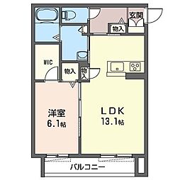 シャーメゾン　ブルック 1階1LDKの間取り