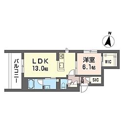 リッツ・リン 1LDKの間取図画像