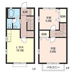 フォレストビレッジE 2LDKの間取図画像