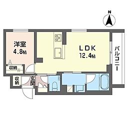 メゾン ド ファベル 1LDKの間取図画像