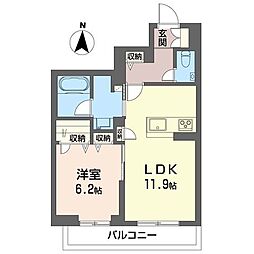 メゾン ド ファベル 1LDKの間取図画像