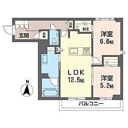 グレイスIII 2LDKの間取図画像