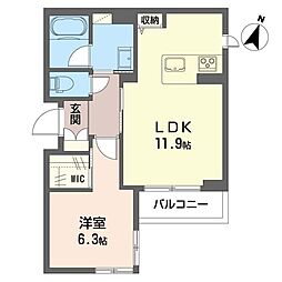 アルエットI 1LDKの間取図画像
