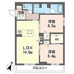 アルエットII 2LDKの間取図画像