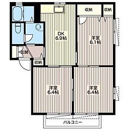 ミハラデュオＥ 1階3DKの間取り