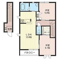 プラージュＢ 2階2LDKの間取り