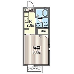 メゾンボヌール 1Kの間取図画像