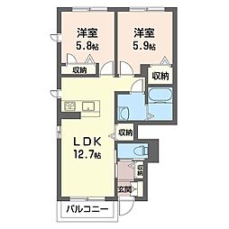 フィオーレ2A 2LDKの間取図画像