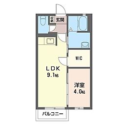 サンセール藤美A棟 1LDKの間取図画像