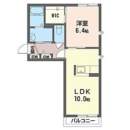 メゾン・ド・ソレイユB 1LDKの間取図画像