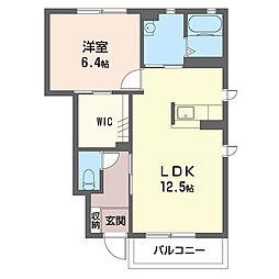 アンソレイユB 1LDKの間取図画像