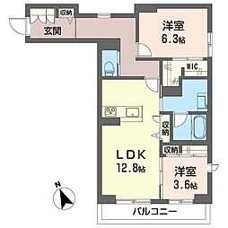 メーデン・コート 2LDKの間取図画像