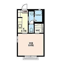 マッシーヒルズ 2階1Kの間取り