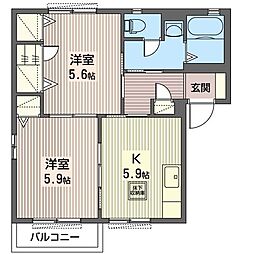 グランパルクD 2Kの間取図画像