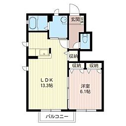 メゾン・アルビレオB 1LDKの間取図画像