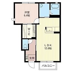 シーズンコートB 1LDKの間取図画像