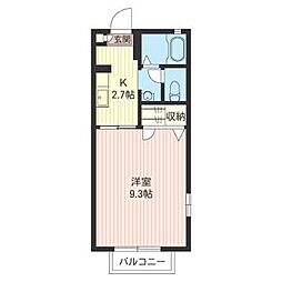 シーズンコートC 1Kの間取図画像