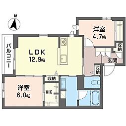 メゾン ド ソラーナ 2LDKの間取図画像