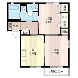 グランリヴェールB 2Kの間取図画像