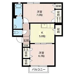 ホープ・ビラ 2Kの間取図画像