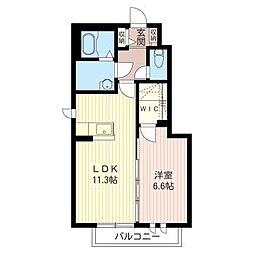 フレグランス2 1LDKの間取図画像