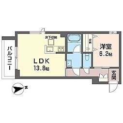 レザレII 00105 1階1LDKの間取り