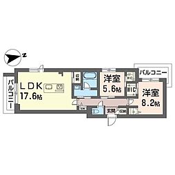 レザレII 00205 2階2LDKの間取り