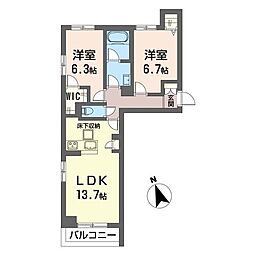 プレミアス2 2LDKの間取図画像