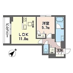 エクレート 1LDKの間取図画像