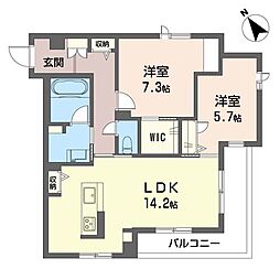 ジャルダン 00201 2階2LDKの間取り