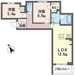 レスペディーザ囲護台 2LDKの間取図画像