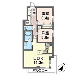 プレヴナンス東町II 2LDKの間取図画像