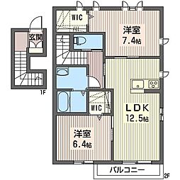 パール・ガーデン2 2LDKの間取図画像