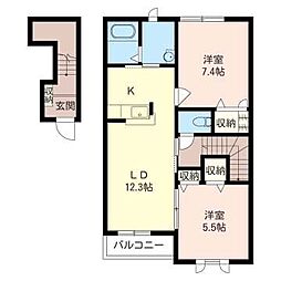 フラワーコート 2LDKの間取図画像