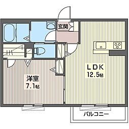 グランドフローラ 1LDKの間取図画像