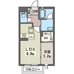 エトワル 1LDKの間取図画像