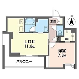 アートウェイ・レジデンス鶴見町 3階1LDKの間取り