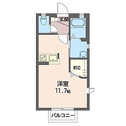 プランドール棟高 2階ワンルームの間取り