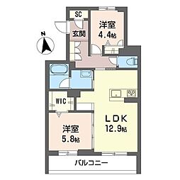 誉 2LDKの間取図画像